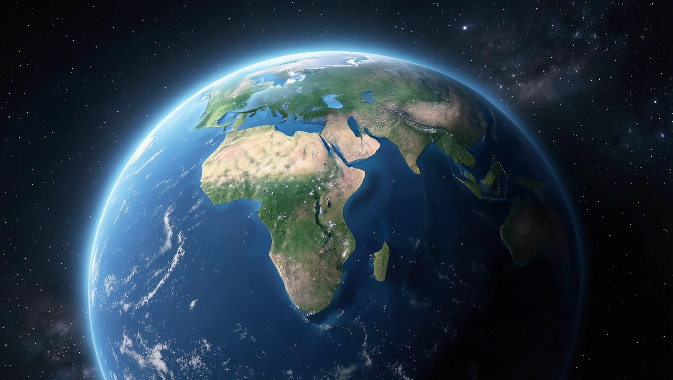 Earth from space with green planet view